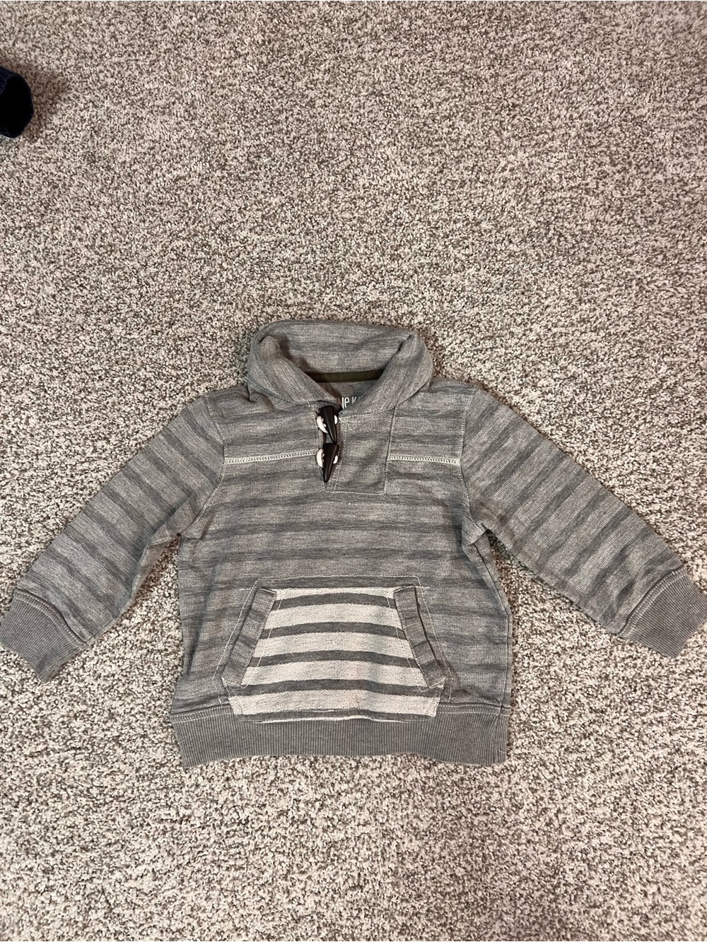 Kids' Gray Striped Hooded Pullover Sweatshirt